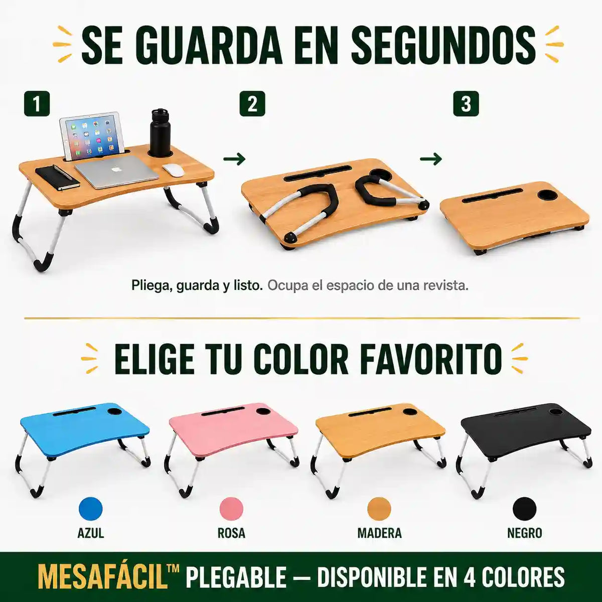 MesaFácil™ Plegable | Come y trabaja cómodo, sin salir de la cama