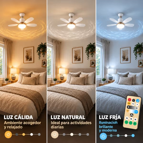 BrisaLux™ | Ventilador de techo con luz LED y control remoto