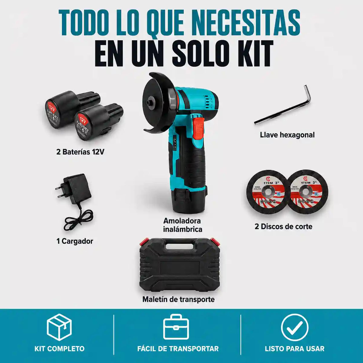 PulidoraPro™ Inalámbrica - Corta, pule y desbasta sin cables, sin límites.