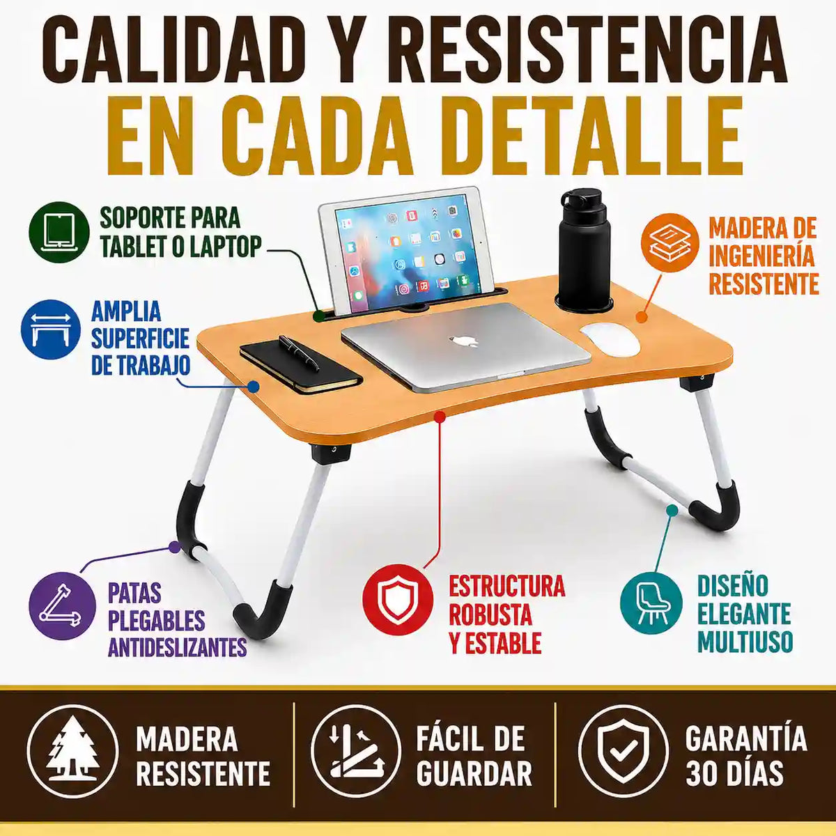 MesaFácil™ Plegable | Come y trabaja cómodo, sin salir de la cama