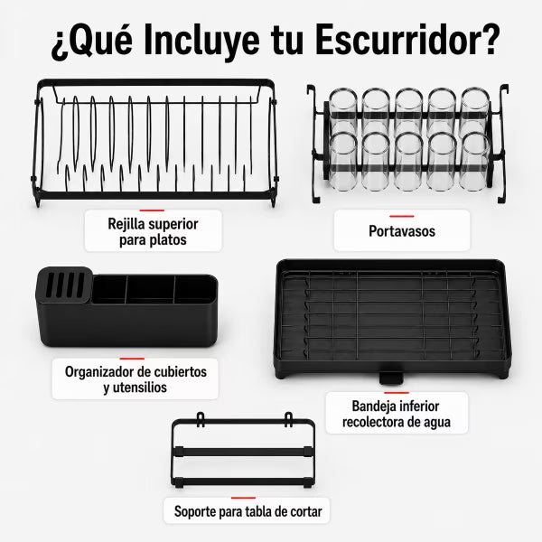 Escurridor Eva™ | Organiza tu vajilla, agiliza el secado y le da orden a tu cocina