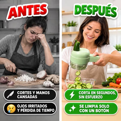 Picafast™ | Picador 4 en 1 ralla, pica y corta en segundos, sin esfuerzo.