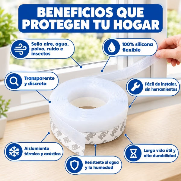 SelloMax™ - Cinta selladora que aísla agua, ruido e insectos al instante