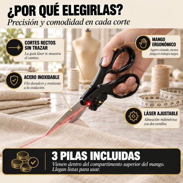Tijeras Láser Profesionales | Corta recto sin trazar líneas