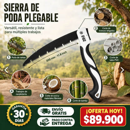 Sierra de Mano Plegable para Poda, Jardín y Corte