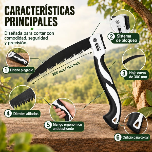 Sierra de Mano Plegable para Poda, Jardín y Corte