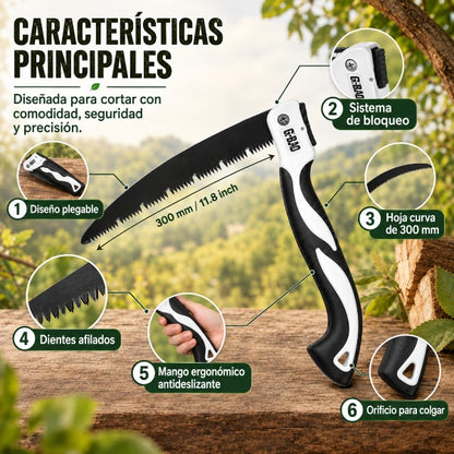 Sierra de Mano Plegable para Poda, Jardín y Corte