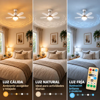 BrisaLux™ | Ventilador de techo con luz LED y control remoto