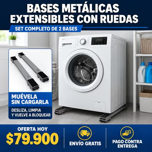 RodaFácil™ | Bases Metálicas Extensibles con Ruedas