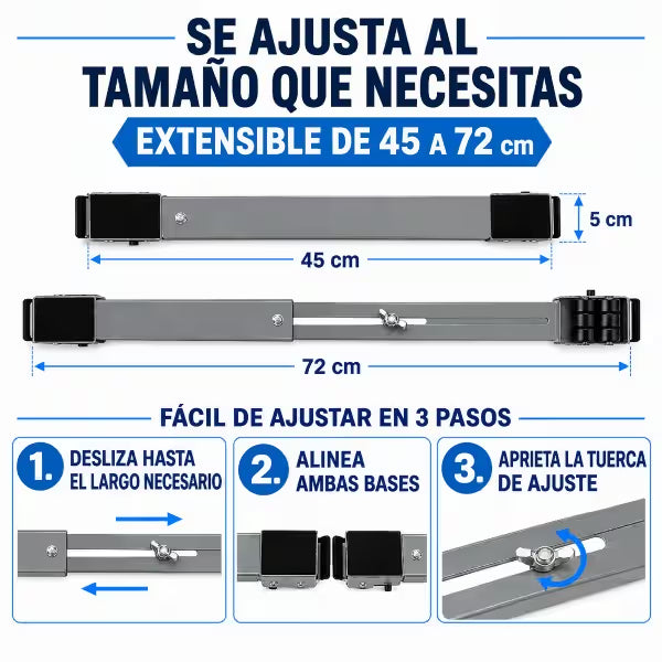 RodaFácil™ | Bases Metálicas Extensibles con Ruedas
