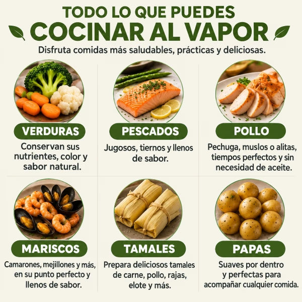 VaporChef™ | Olla Vaporera de Acero Inoxidable 2 Niveles