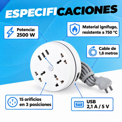 MultiCarga Retráctil Flex™ Extensión Versátil: Enchufa, carga y guarda en segundos