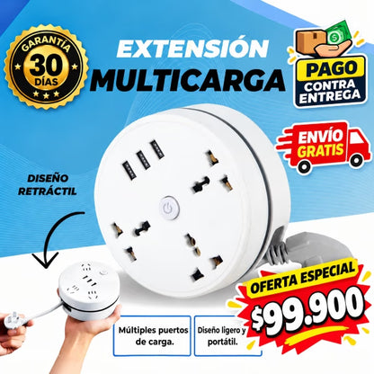 MultiCarga Retráctil Flex™ Extensión Versátil: Enchufa, carga y guarda en segundos