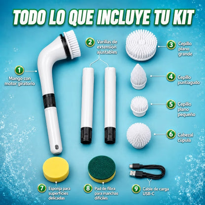 CleanPro™ Giratorio | Cepillo Eléctrico Multiusos 9 en 1